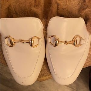 Catherine Malandrino white fur mules